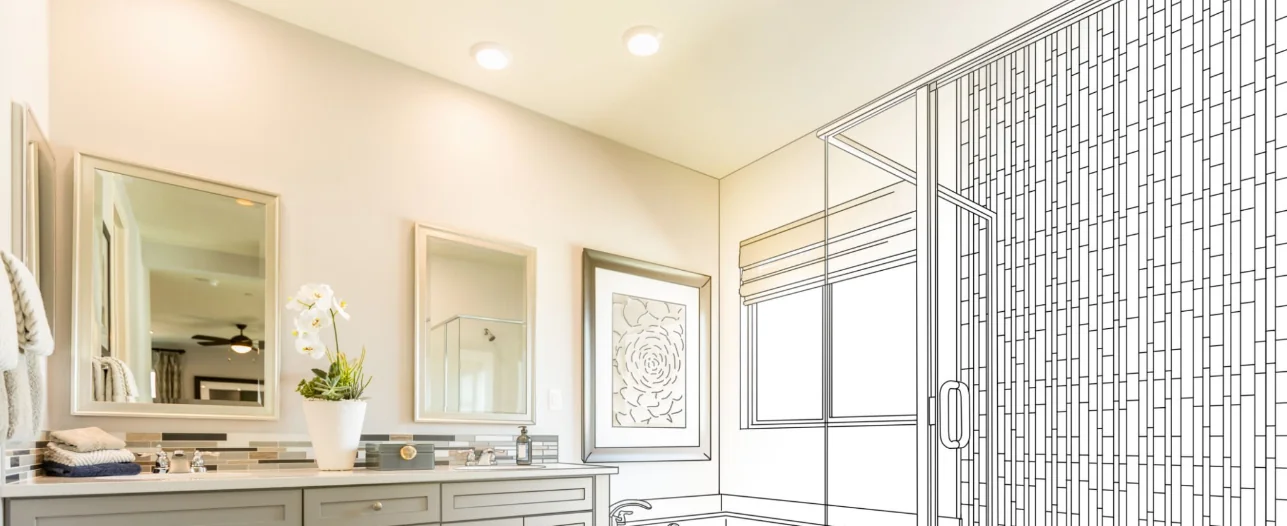 2024 01 31 15 58 54 custom master bathroom design drawing gradating to finished photo stock photo 